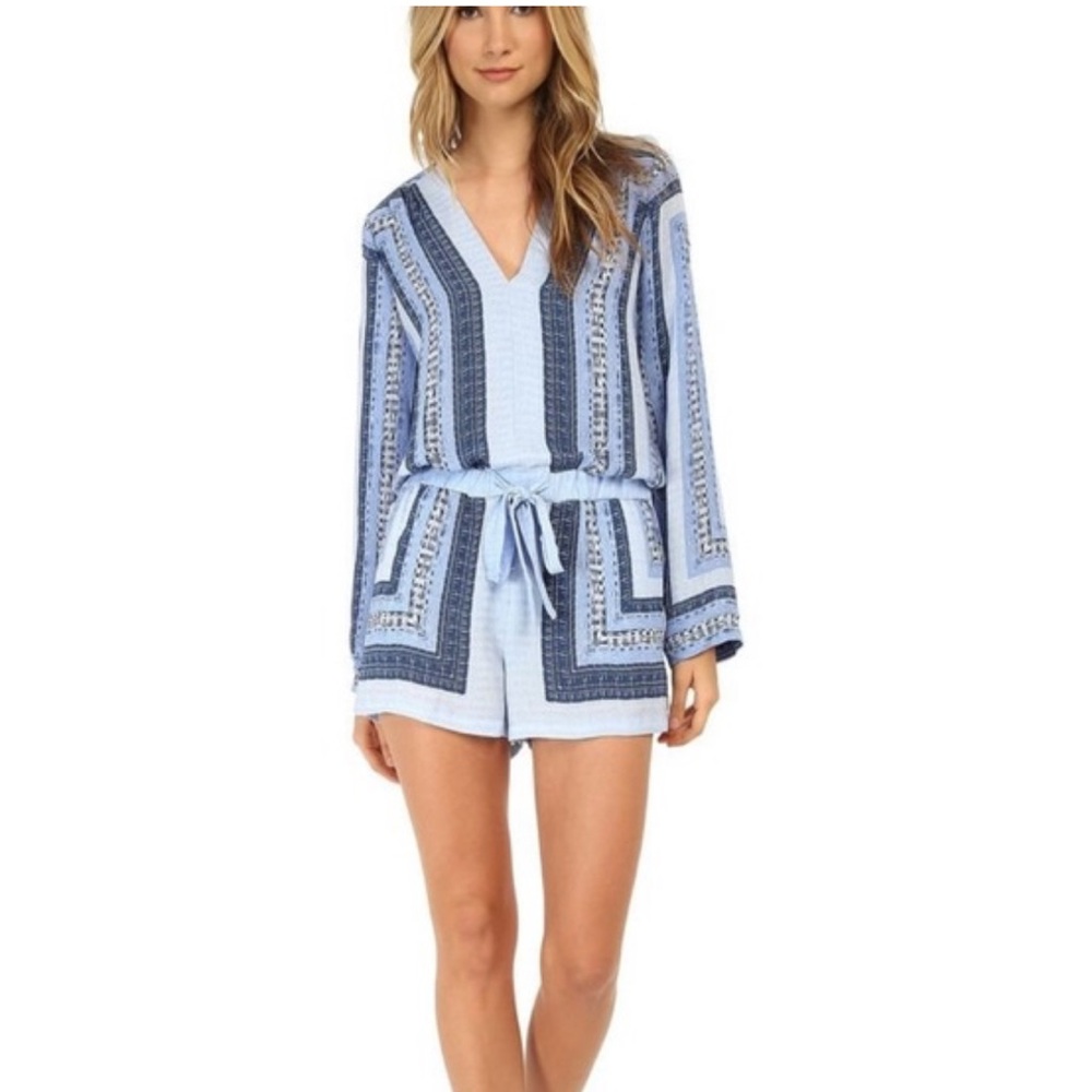 Blue and White Patterned Romper